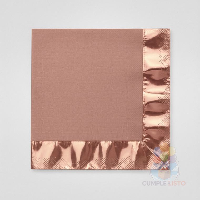 12 Servilletas Papel Rose Gold Metalizadas (33x33cm) 1
