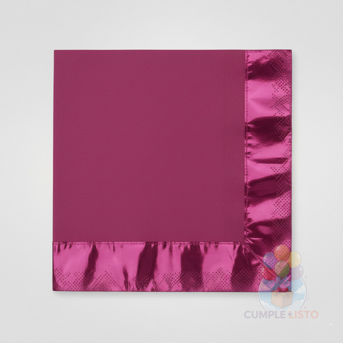 12 Servilletas Papel Fucsia Metalizadas (33x33cm) 1
