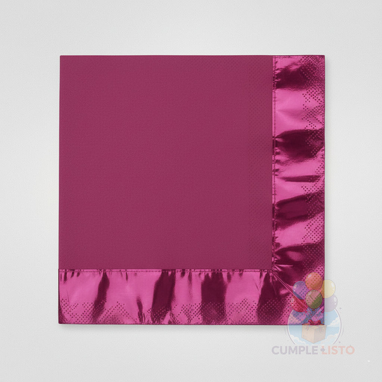 12 Servilletas Papel Fucsia Metalizadas (33x33cm) 1