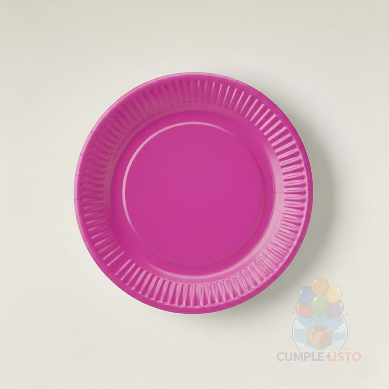 10 Platos Cartón Desechables Fucsia (18 cm) 1