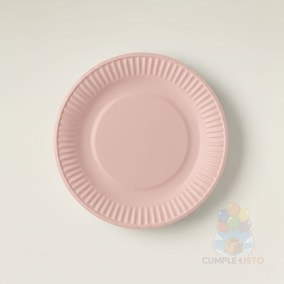 10 Platos Cartón Desechables Rosado (18 cm) 1