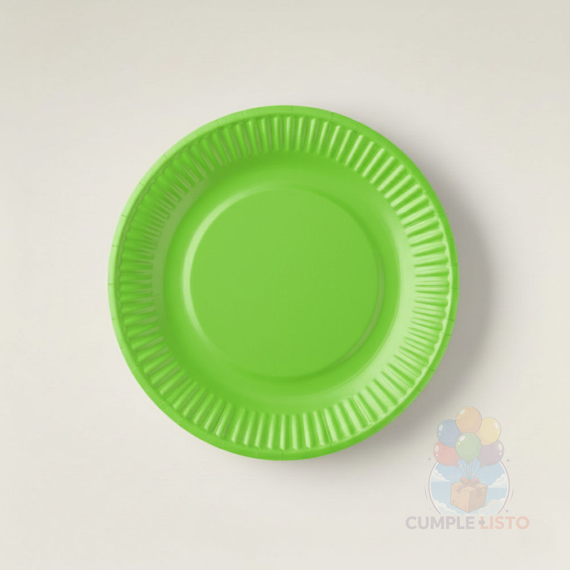 10 Platos Cartón Desechables Verde Lima  (18 cm) 1