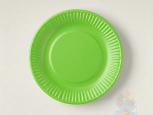 10 Platos Cartón Desechables Verde Lima  (18 cm)
