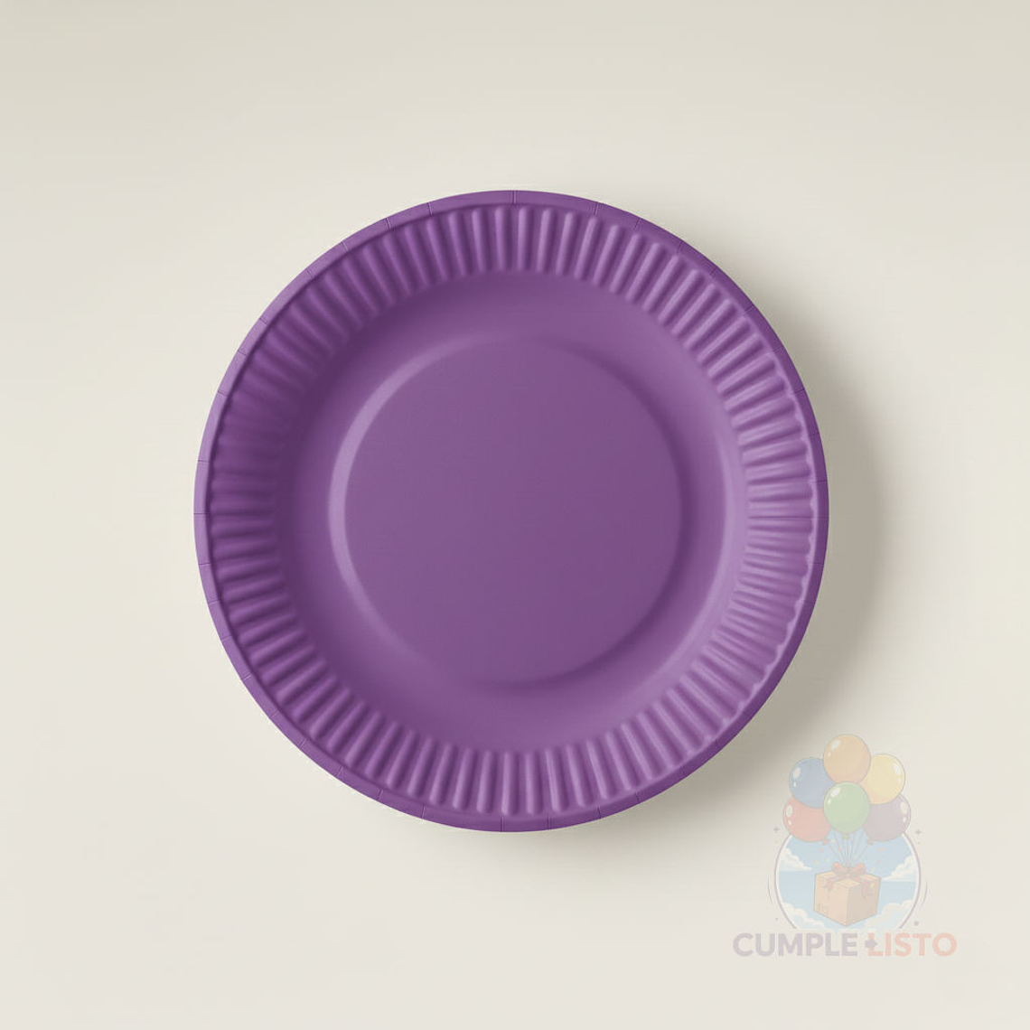 10 Platos Cartón Desechables Morado (18 cm) 1