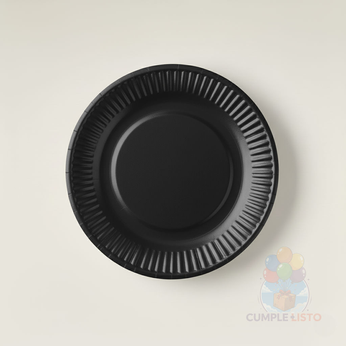 10 Platos Cartón Desechables Negro (18 cm) 1