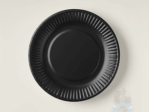 10 Platos Cartón Desechables Negro (18 cm)