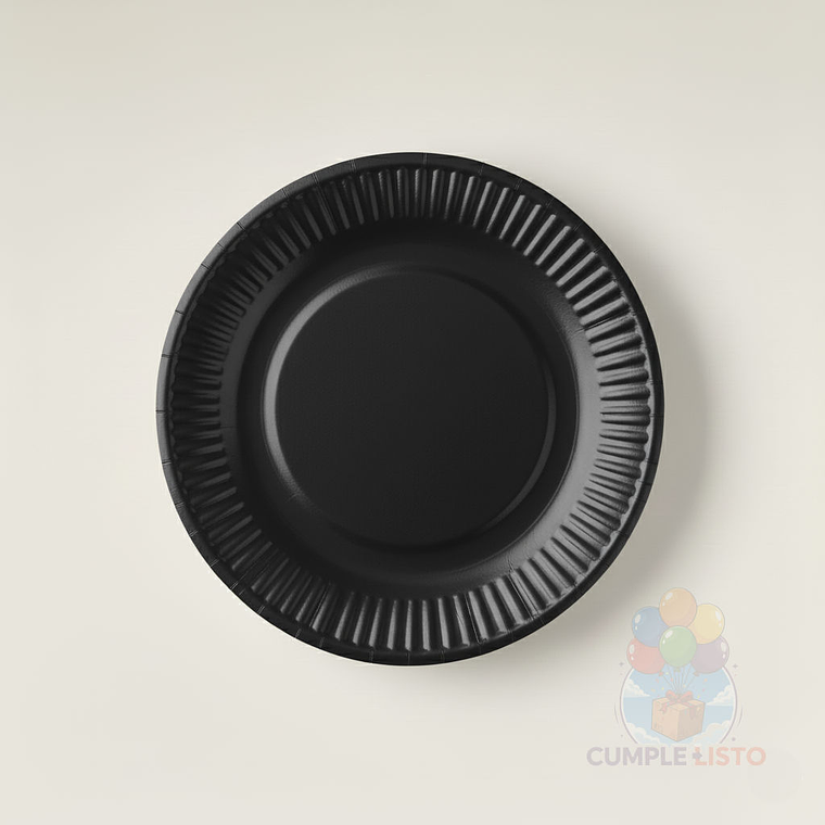 10 Platos Cartón Desechables Negro (18 cm) 1