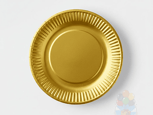 10 Platos Cartón Desechables Dorado (18 cm)