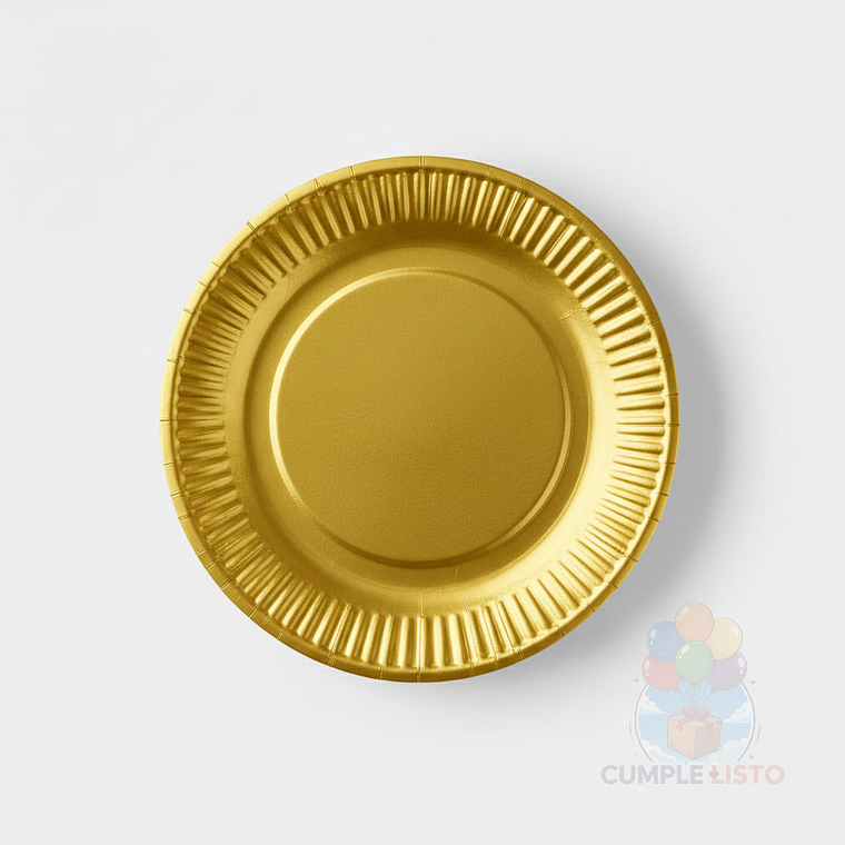 10 Platos Cartón Desechables Dorado (18 cm) 1