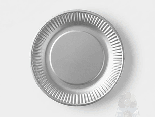 10 Platos Cartón Desechables Plateado (18 cm)