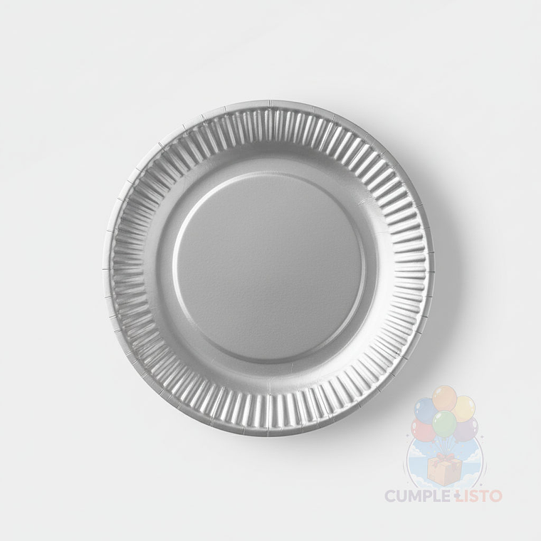 10 Platos Cartón Desechables Plateado (18 cm) 1
