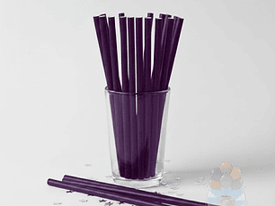 24 Bombillas Papel Biodegradables Lisas Moradas