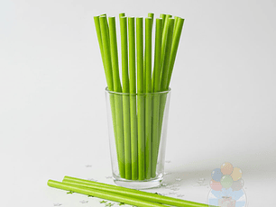 24 Bombillas Papel Biodegradables Lisas Verde Lima