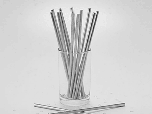 12 Bombillas Papel Metalizadas Plateado para Fiesta