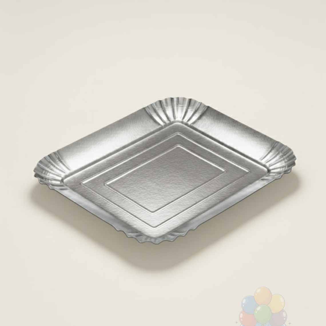 Bandeja Cartón Rectangular Metalizada Plateada 30 x 40 cm 1