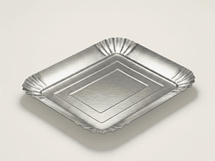 Bandeja Cartón Rectangular Metalizada Plateada 30 x 40 cm