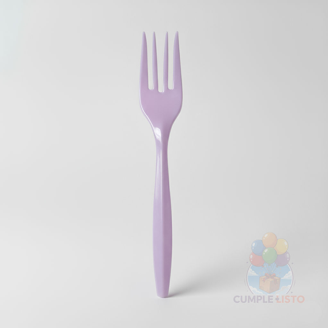 20 Tenedores Plásticos Desechables Lisos Lila 1