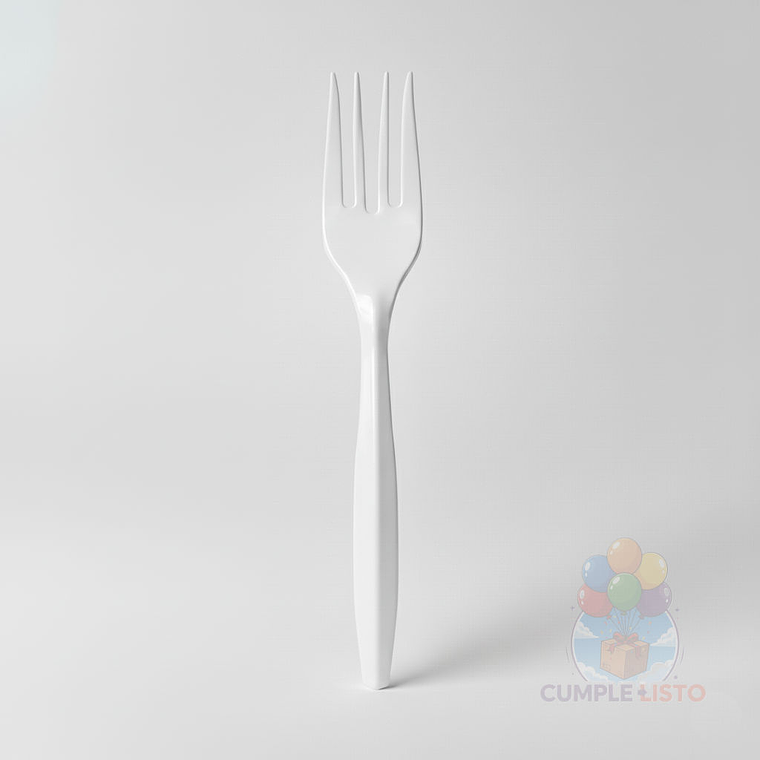 20 Tenedores Plásticos Desechables Lisos Blancos 1