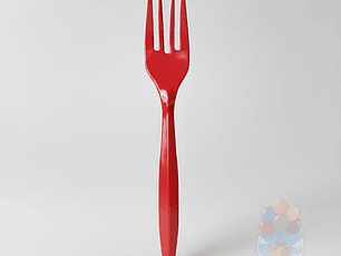 20 Tenedores Plásticos Desechables Lisos Rojos