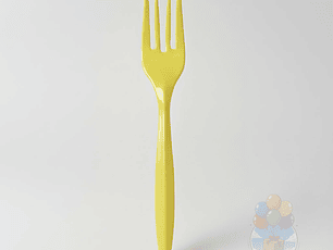 20 Tenedores Plásticos Desechables Lisos Amarillos