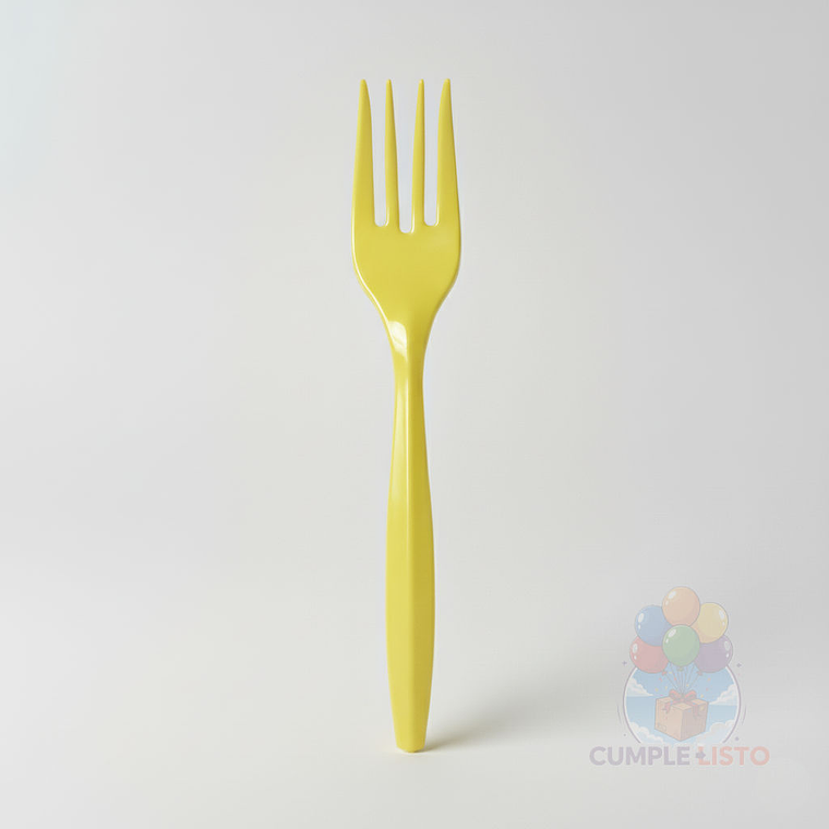 20 Tenedores Plásticos Desechables Lisos Amarillos 1