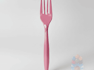 20 Tenedores Plásticos Desechables Lisos Rosados