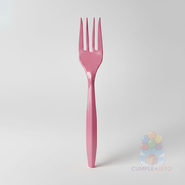 20 Tenedores Plásticos Desechables Lisos Rosados 1