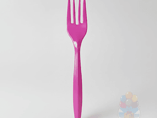 20 Tenedores Plásticos Desechables Lisos Fucsia