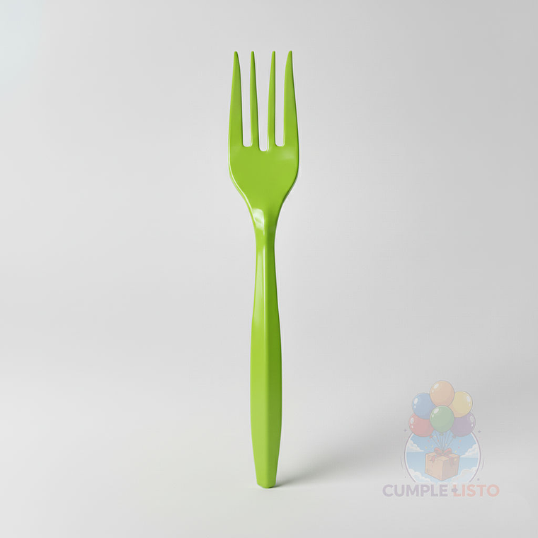 20 Tenedores Plásticos Desechables Lisos Verde Lima 1