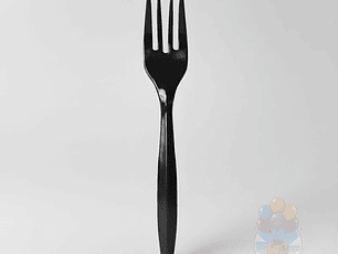 20 Tenedores Plásticos Desechables Lisos Negros