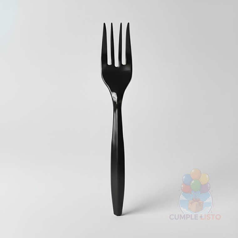 20 Tenedores Plásticos Desechables Lisos Negros 1