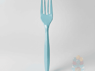 20 Tenedores Plásticos Desechables Lisos Celestes