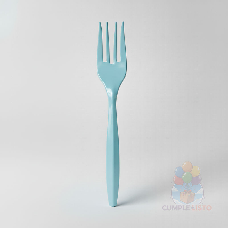 20 Tenedores Plásticos Desechables Lisos Celestes 1