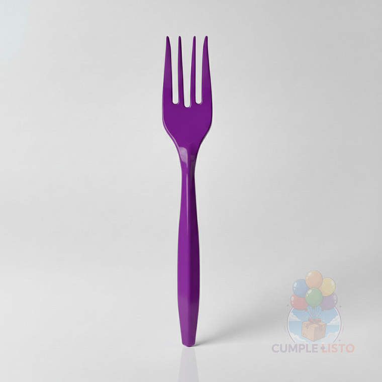 20 Tenedores Plásticos Desechables Lisos Morados 1