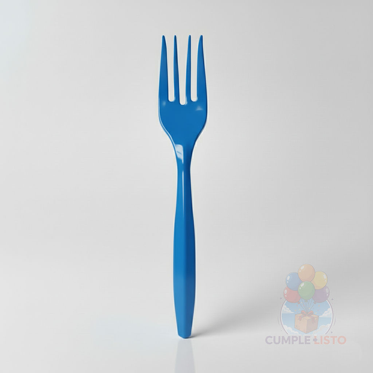 20 Tenedores Plásticos Desechables Lisos Azul 1
