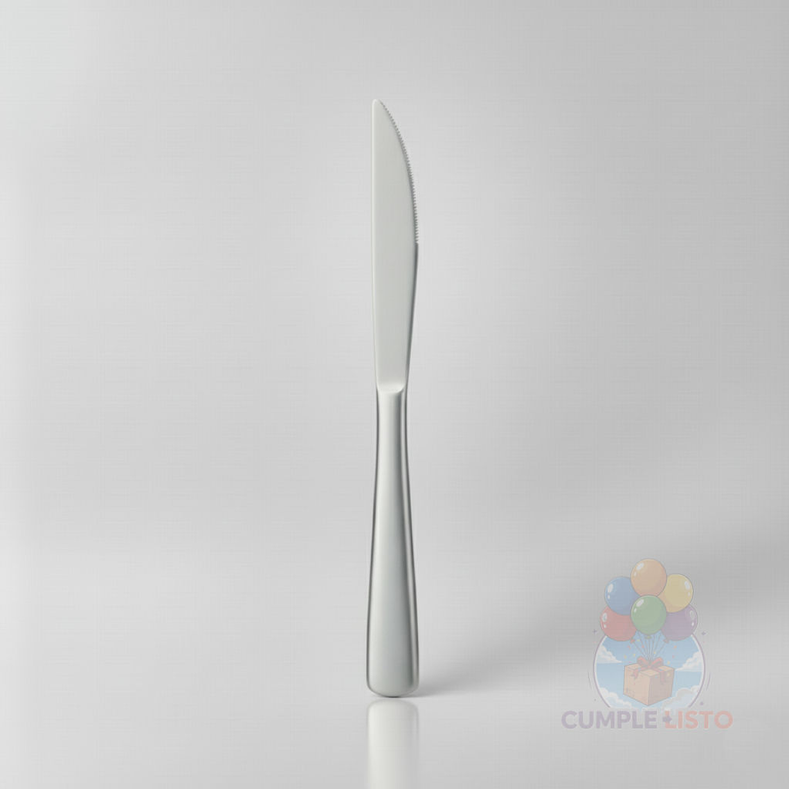 12 Cuchillos Plásticos Metalizados Plateado Premium 1