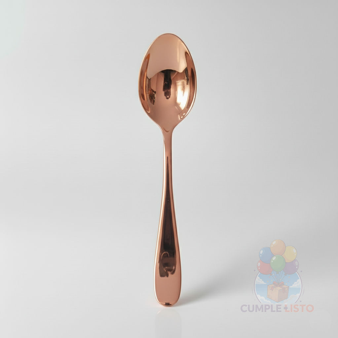 6 Cucharas Plásticas Rose Gold Metalizadas Premium 1