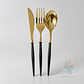 Set Cubiertos Individual 3 Pzs Dorado Brillante Mango Color - Miniatura 3