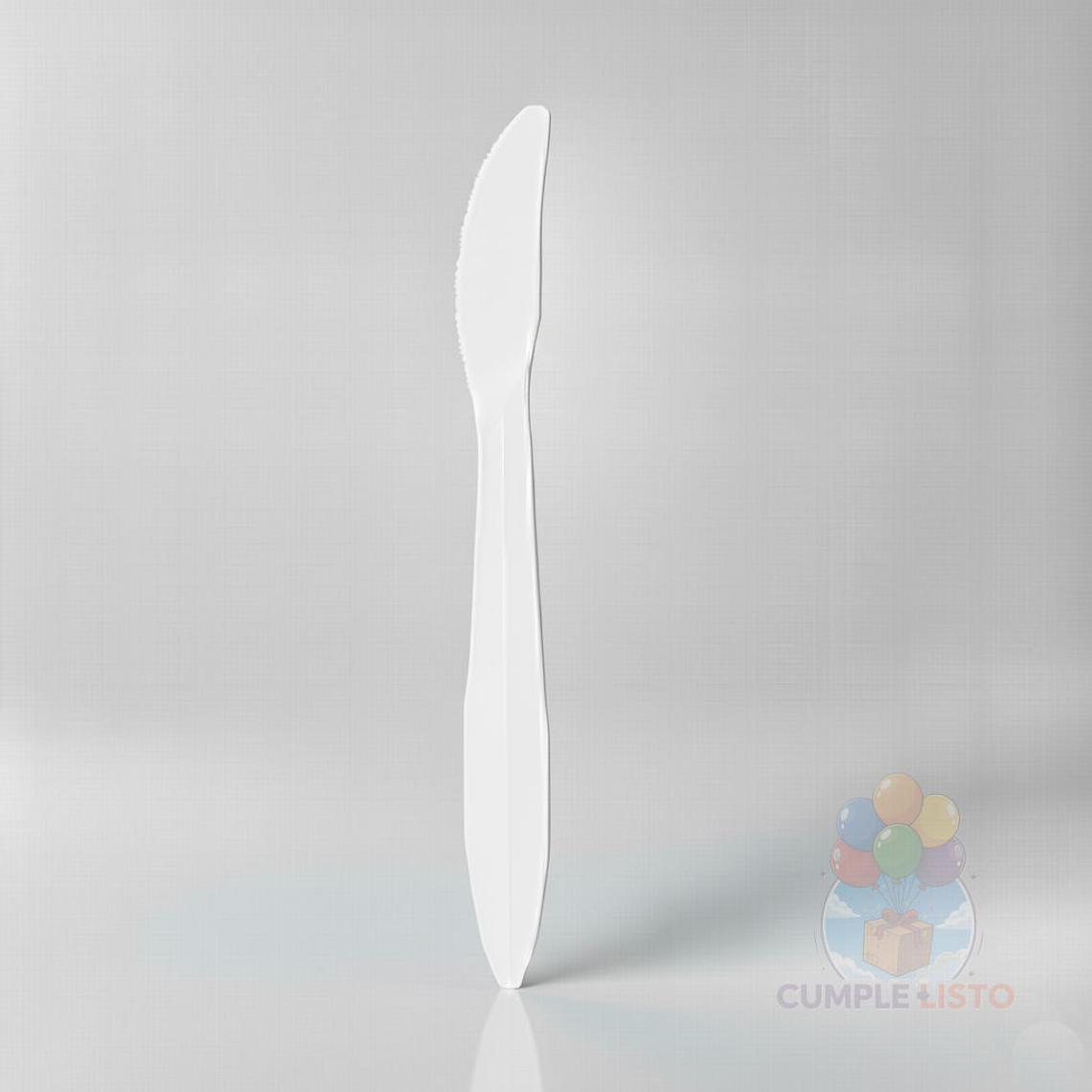 20 Cuchillos Plásticos Desechables Lisos Blancos 1