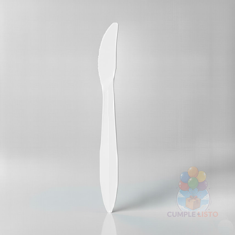 20 Cuchillos Plásticos Desechables Lisos Blancos 1