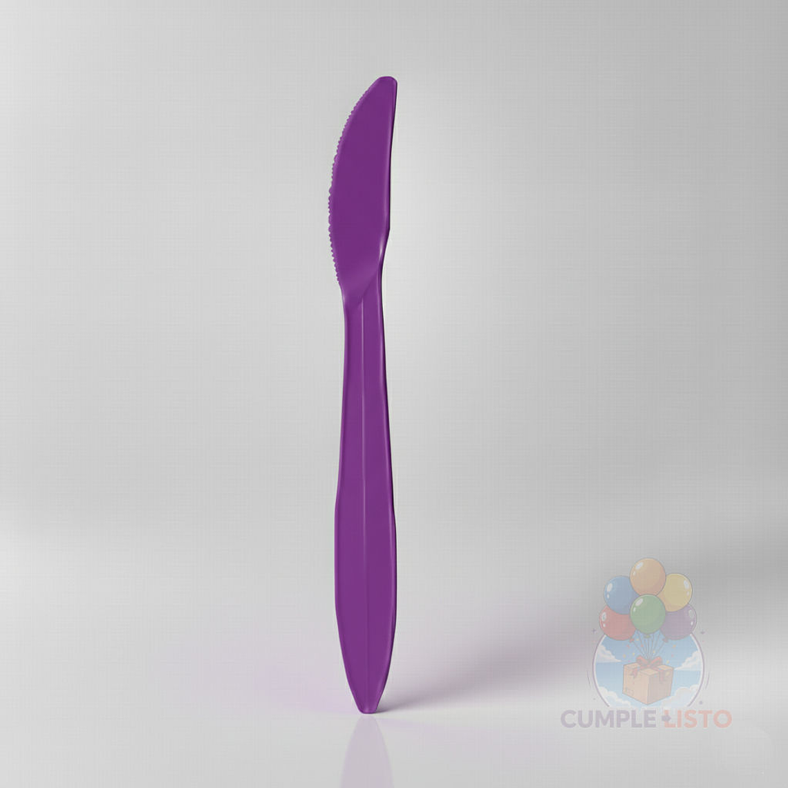 20 Cuchillos Plásticos Desechables Lisos Morados 1