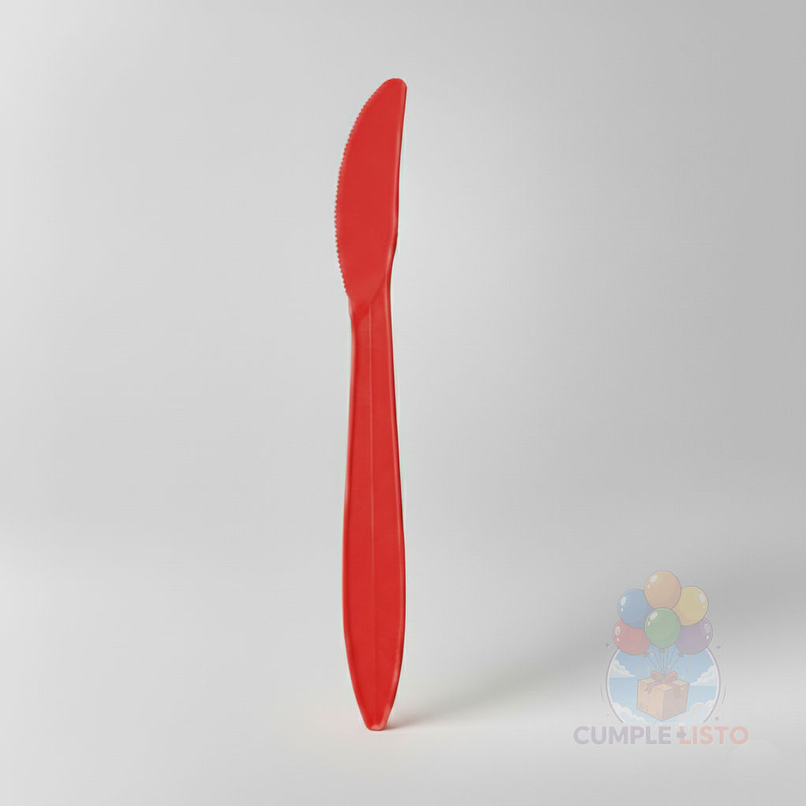 20 Cuchillos Plásticos Desechables Lisos Rojos 1