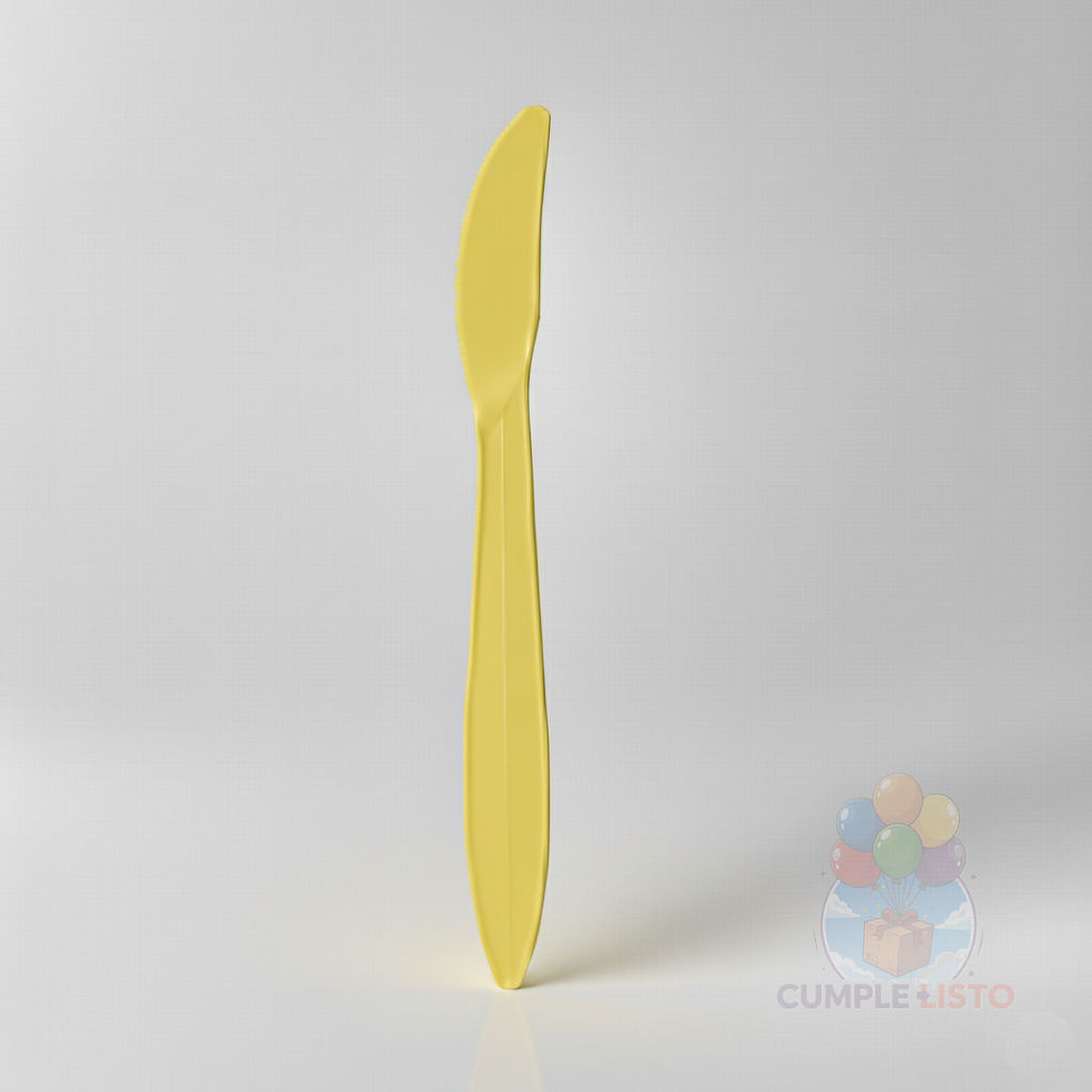 20 Cuchillos Plásticos Desechables Lisos Amarillos 1