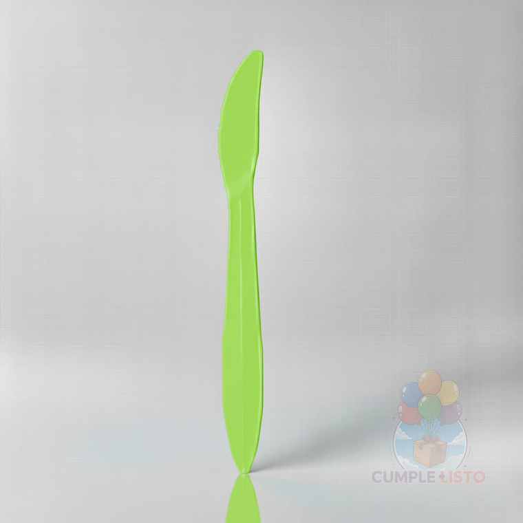 20 Cuchillos Plásticos Desechables Lisos Verde Lima 1