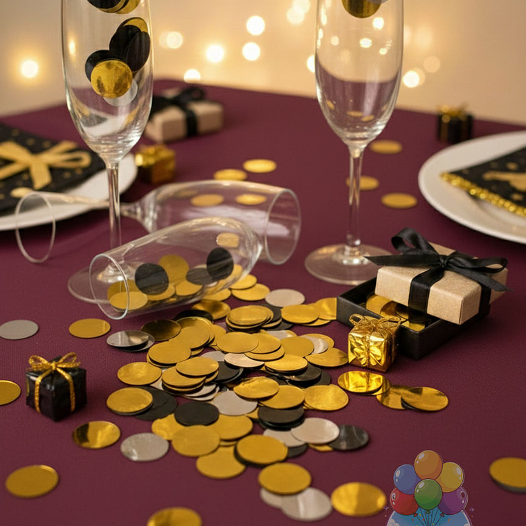 Confeti Metalizado Premium Dorado, Plata y Negro 1