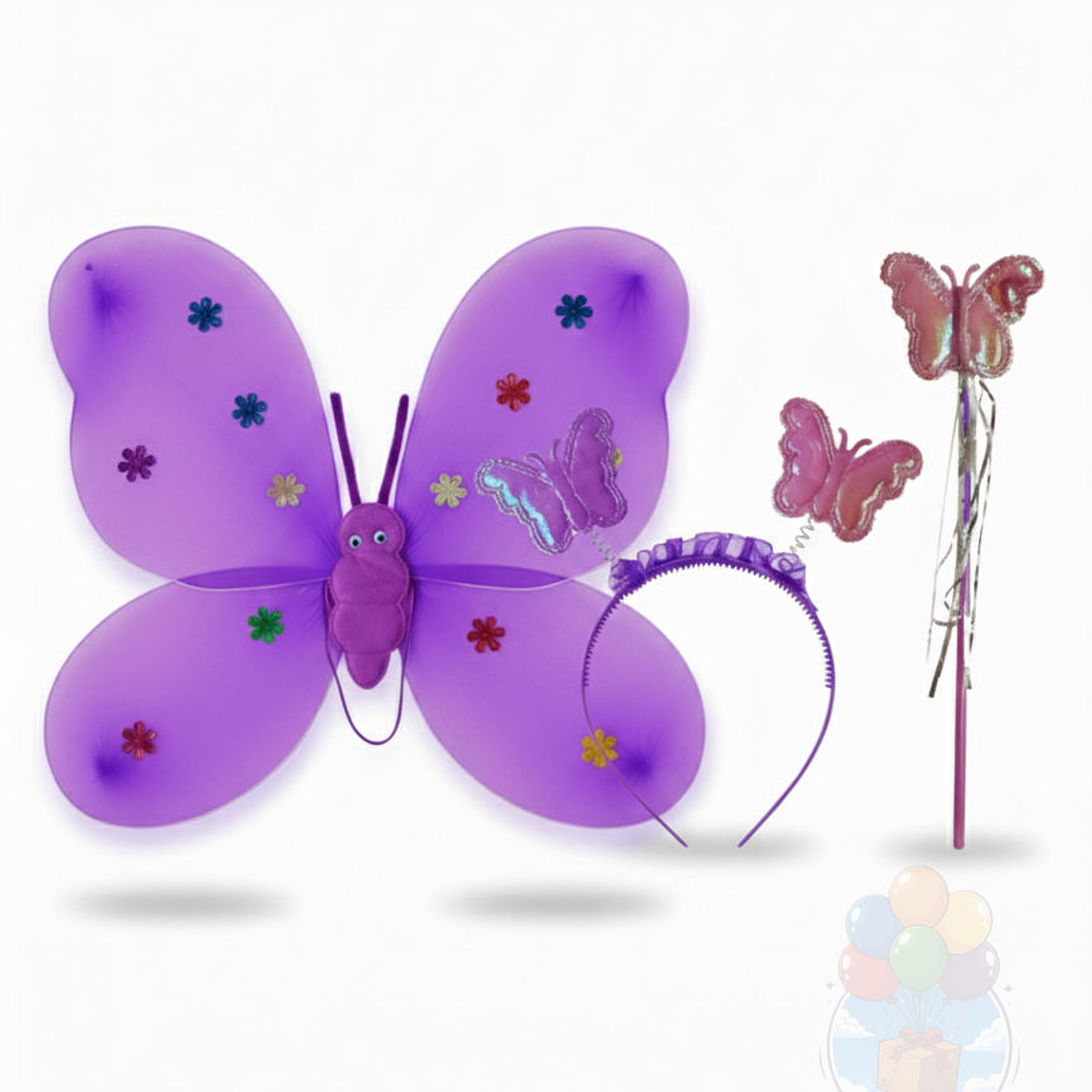 Set Disfraz Mariposa Infantil: Alas, Varita y Cintillo 2