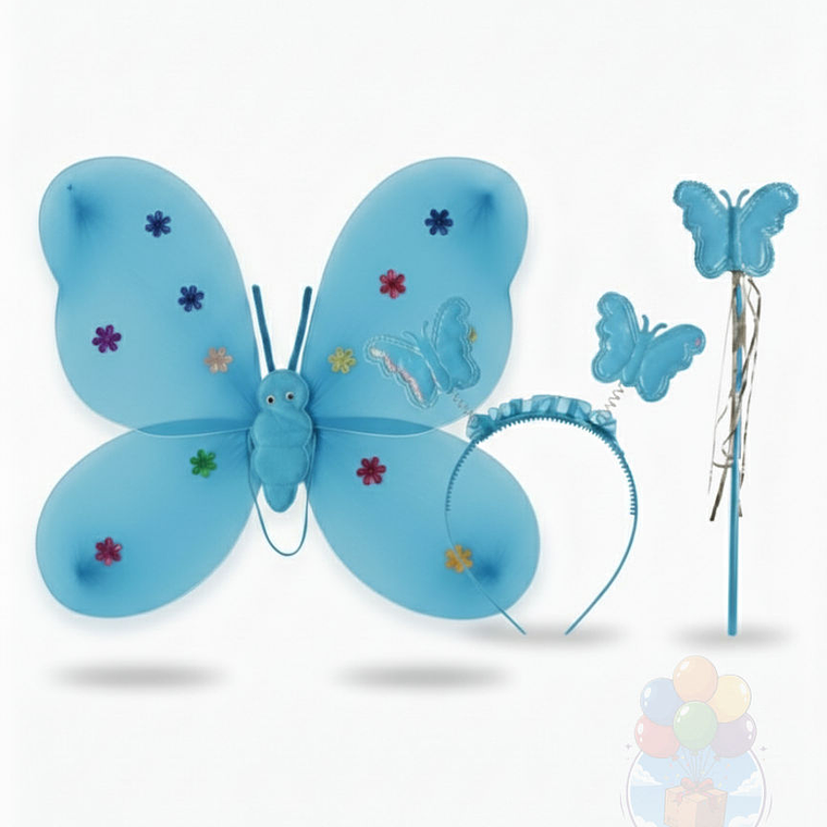 Set Disfraz Mariposa Infantil: Alas, Varita y Cintillo 3