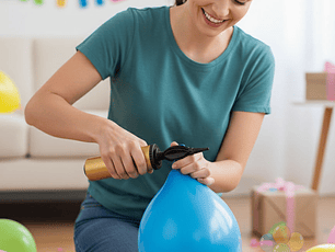 Inflador Manual de Globos Dorado Metálico