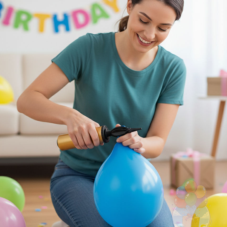 Inflador Manual de Globos Dorado Metálico 1