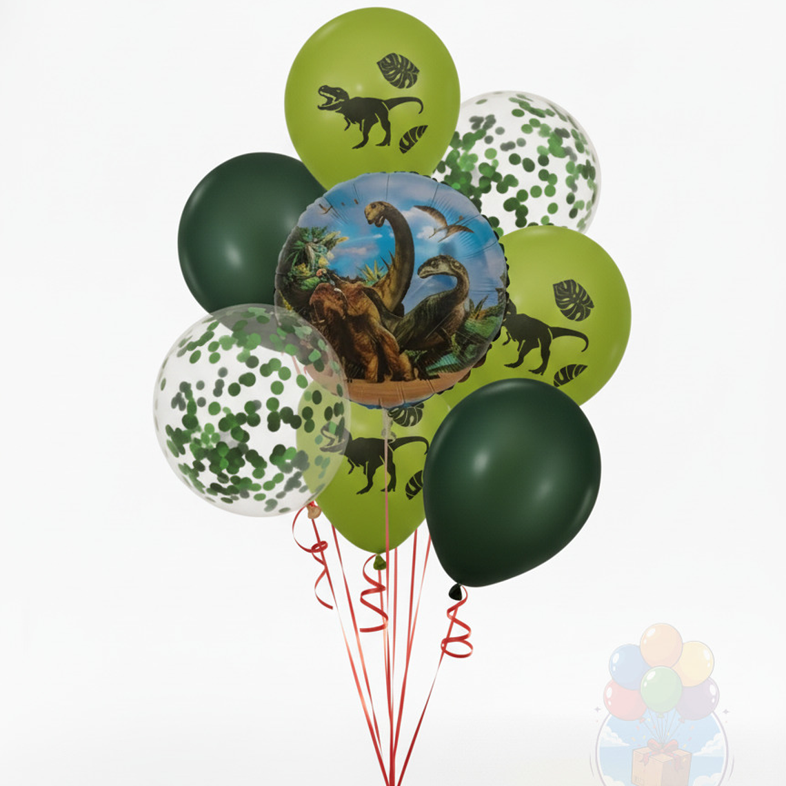 Bouquet 7 Globos Látex Dinosaurio para Fiesta 2